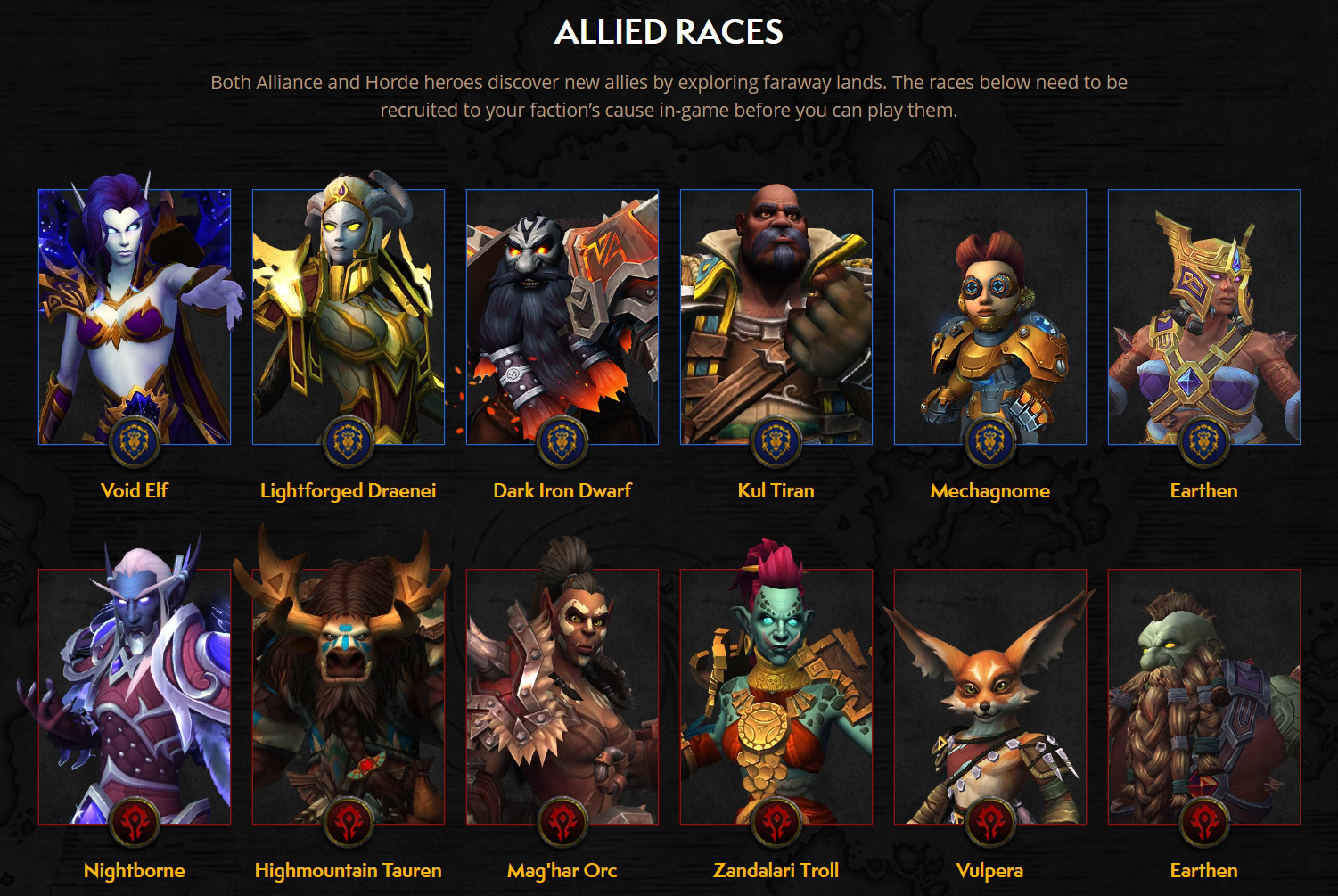 Allied Races of World of Warcraft Allied Races of World of Warcraft